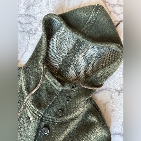 VTG Polo Jeans Co. Ralph Lauren Coat Small Wool Blend Hooded, Y2K, Olive Green - Picture 8 of 13